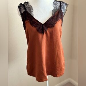 Silk tank top with lace - small